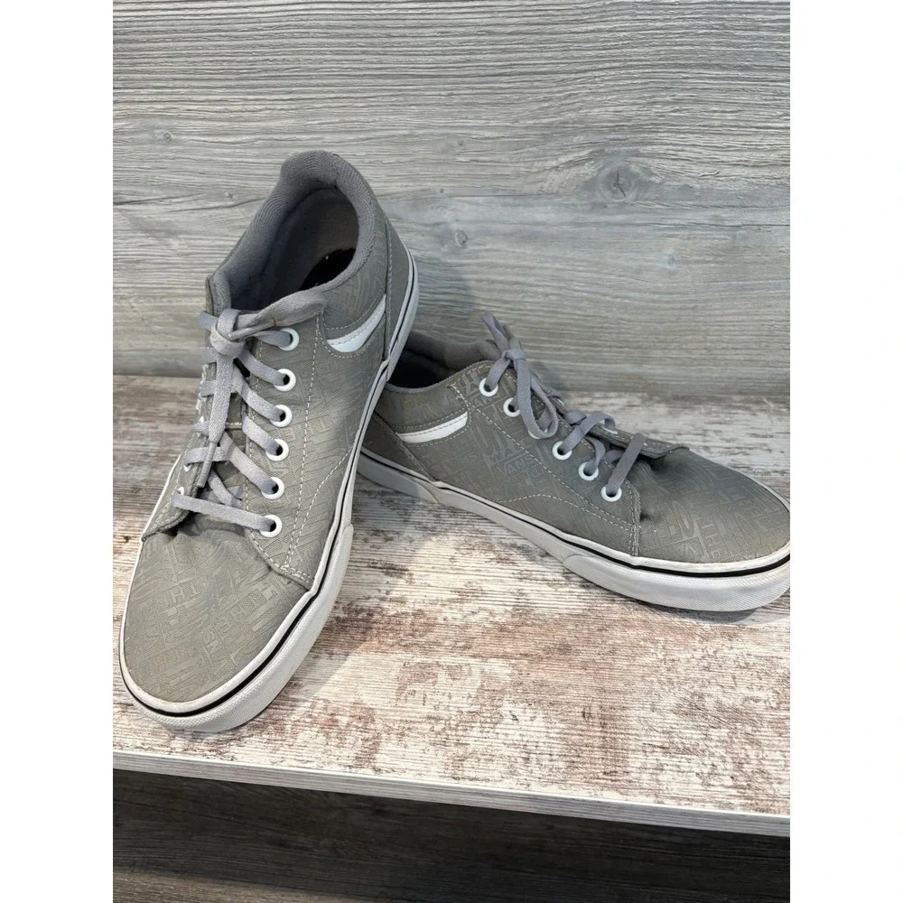 Vans Mens Low Top Sneakers Gray Textured Logo Casual Lace‎ Up Shoes Size 8